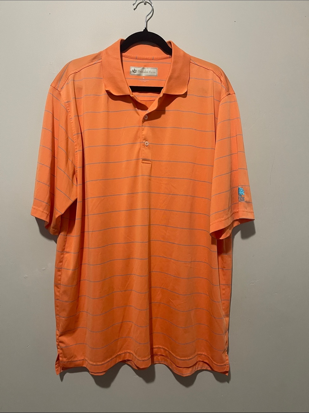 Donald Ross Orange Striped Polo Shirt Lightweight Men’s Golf short sleeve XL